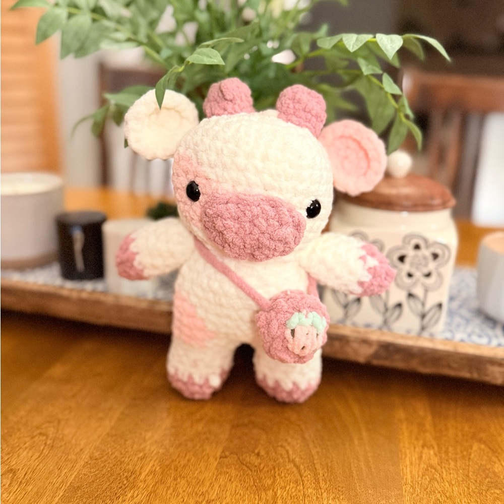 Adorable Handmade Crochet Baby Cow with Side Purse – Perfect Gift for BabyShower